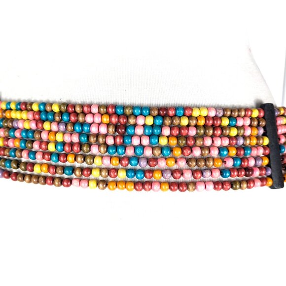 Multicolored beaded vintage wooden stretch belt main image 4